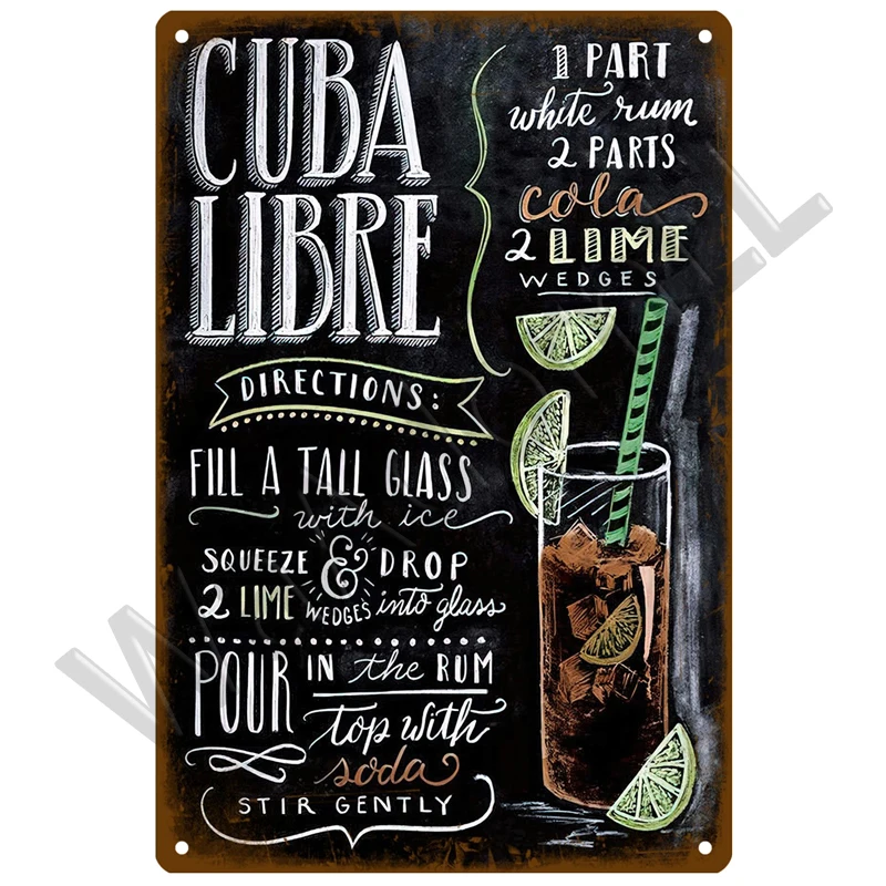 Vintage Cocktail Decorative Tin Sign 20x30 cm 11 Vintage Cocktail Decorative Tin Sign 20x30 cm - Image 11