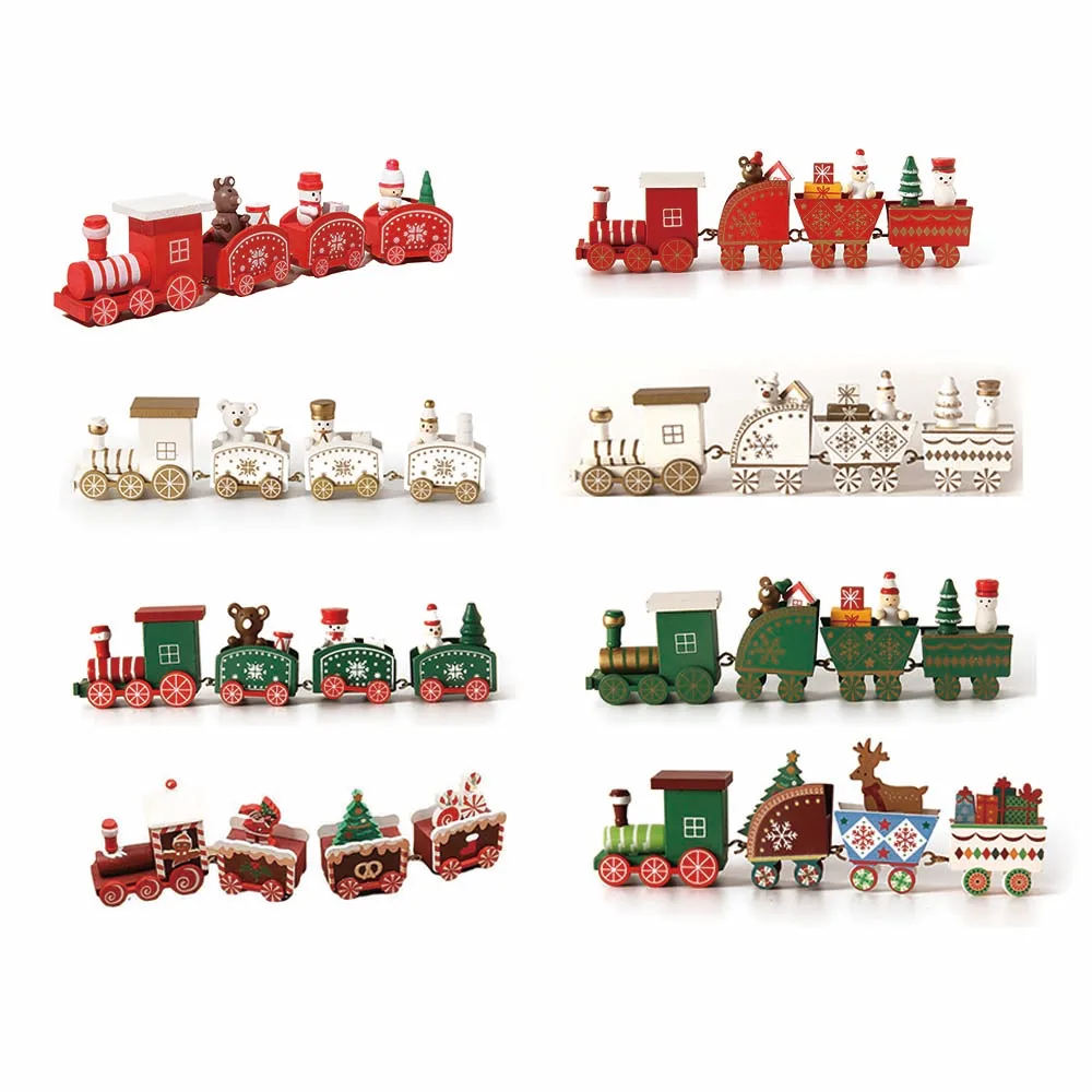 Festive Christmas Wooden Train Decoration Set 4 Festive Christmas Wooden Train Decoration Set - Image 4
