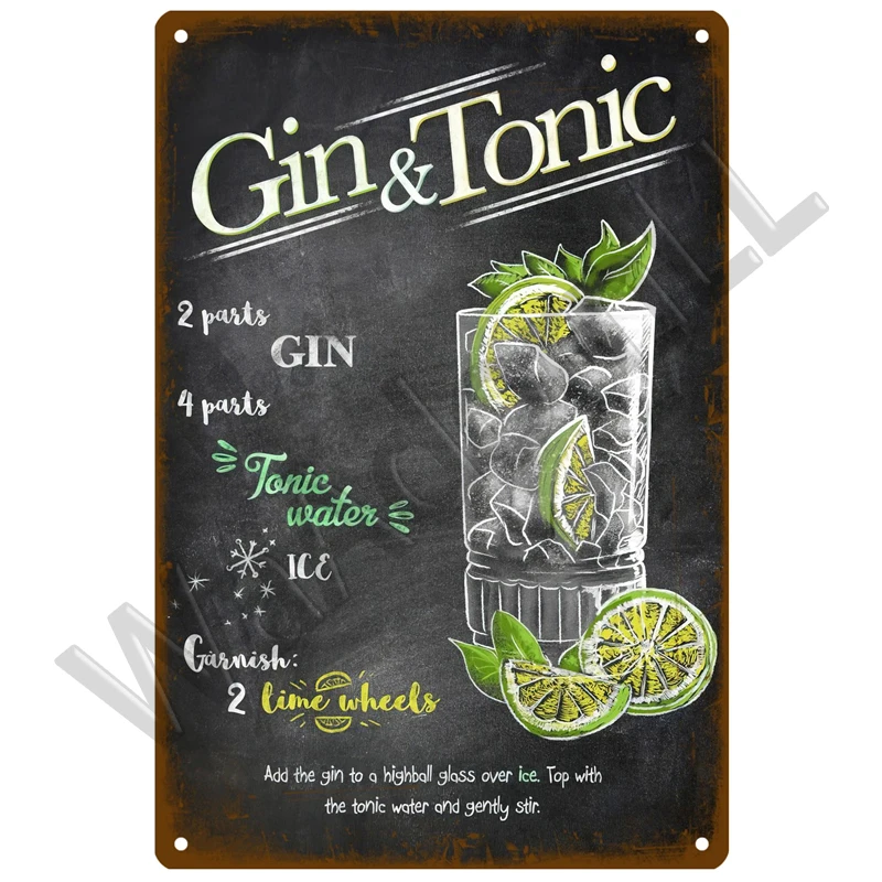 Vintage Cocktail Decorative Tin Sign 20x30 cm 7 Vintage Cocktail Decorative Tin Sign 20x30 cm - Image 7