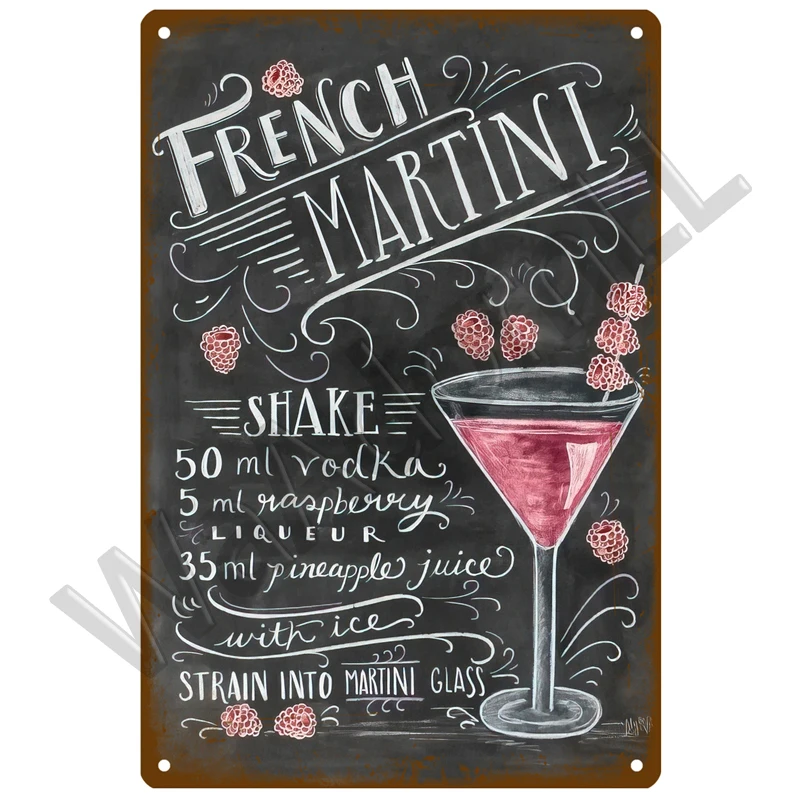 Vintage-Style Metal Cocktail Sign Plaque 20x30 cm 15 Vintage-Style Metal Cocktail Sign Plaque 20x30 cm - Image 15