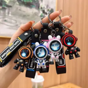 Lightning Bear Astronaut Keychain in Vibrant Colors