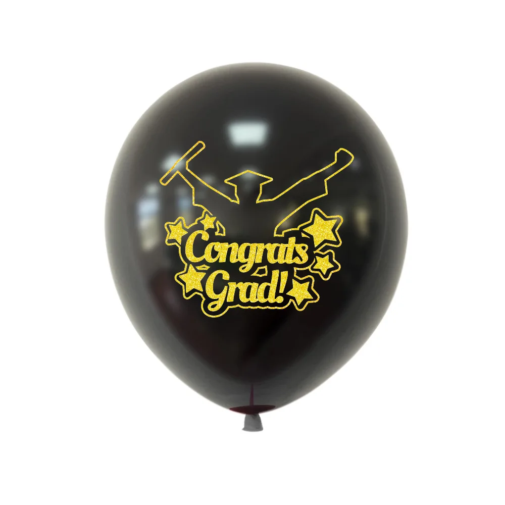 Graduation Balloons Set 10 Latex 12" Black, Gold, Yellow 10 Graduation Balloons Set 10 Latex 12" Black, Gold, Yellow - Image 10