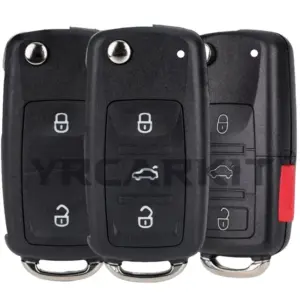 Black VW & Skoda Folding Remote Shell (2-4 Buttons)