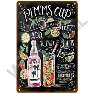 Vintage Cocktail Decorative Tin Sign 20x30 cm 44 S76ae4a35460445cc8985ee351ac2705b7