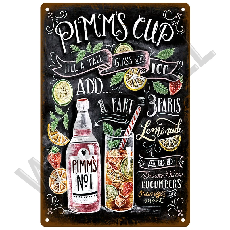 Vintage Cocktail Decorative Tin Sign 20x30 cm 19 Vintage Cocktail Decorative Tin Sign 20x30 cm - Image 19