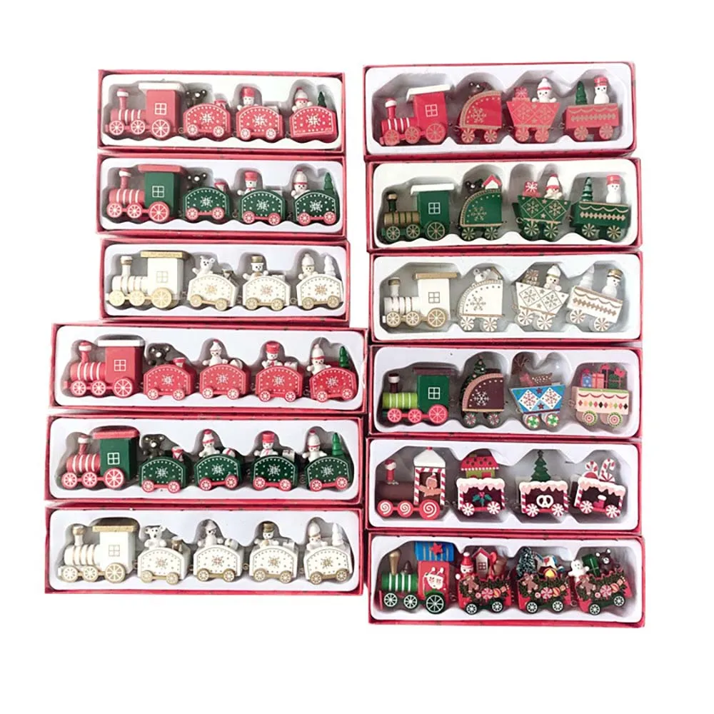 Festive Christmas Wooden Train Decoration Set 3 Festive Christmas Wooden Train Decoration Set - Image 3
