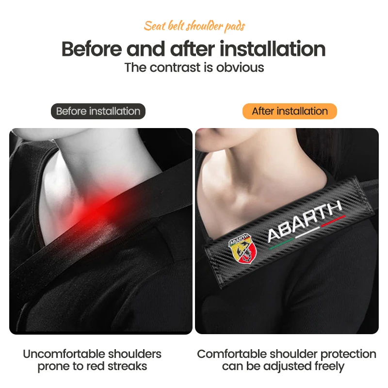 Carbon Fiber Fiat Abarth Seat Belt Shoulder Covers 2 Carbon Fiber Fiat Abarth Seat Belt Shoulder Covers - Image 2