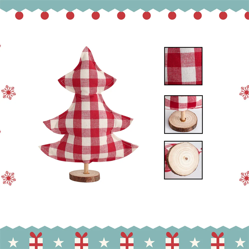 Mini Gingham Christmas Tree Ornaments Set 5 Mini Gingham Christmas Tree Ornaments Set - Image 5