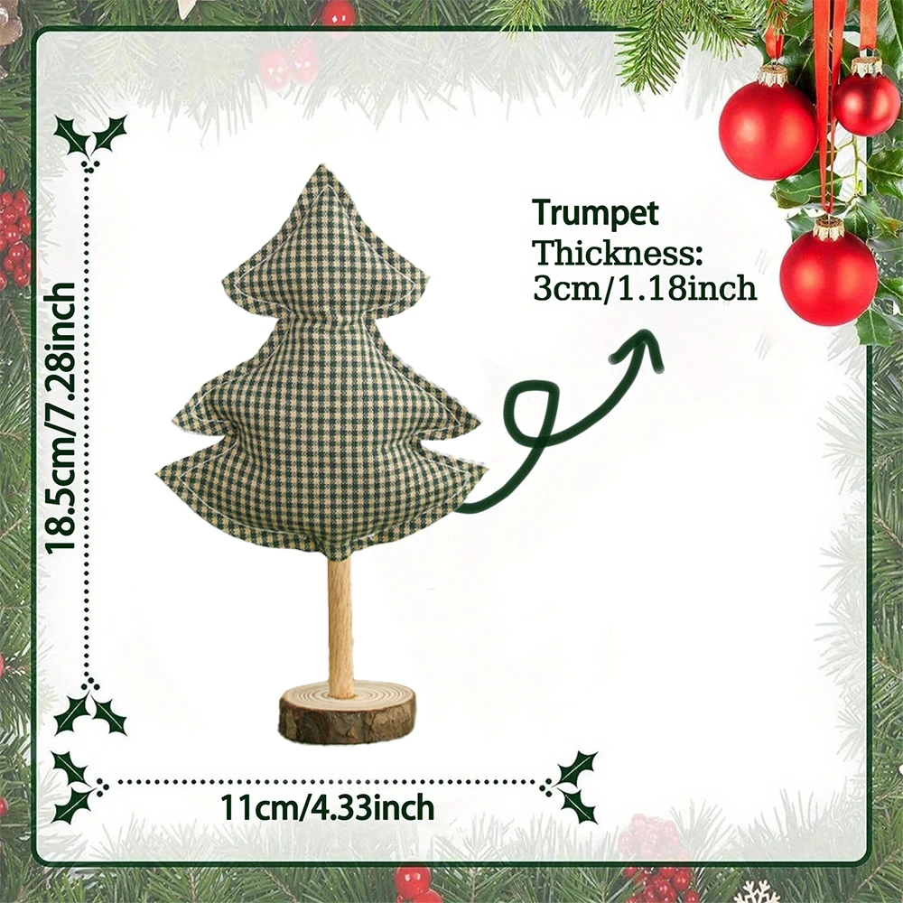Mini Gingham Christmas Tree Ornaments Set 7 Mini Gingham Christmas Tree Ornaments Set - Image 7