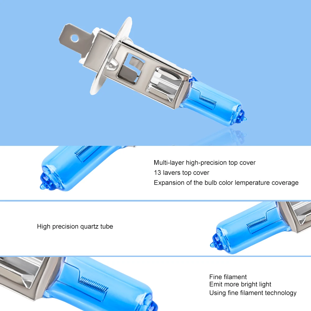 H1 Halogen Bulb 12V 55W 6000K White Light 4 H1 Halogen Bulb 12V 55W 6000K White Light - Image 4