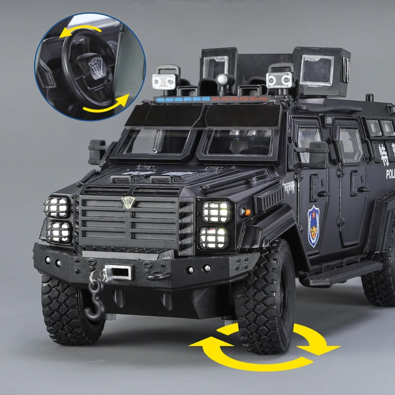 1:24 Alloy Tiger Armored Police Truck Model 5 1:24 Alloy Tiger Armored Police Truck Model - Image 5