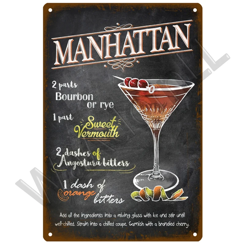 Vintage Cocktail Decorative Tin Sign 20x30 cm 6 Vintage Cocktail Decorative Tin Sign 20x30 cm - Image 6