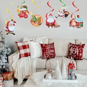 Festive Spiral Christmas Paper Pendants Set of 6 11 S80ddab96d1d04b6f8933beb83a502d4bN