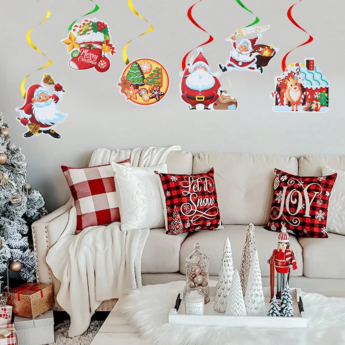 Festive Spiral Christmas Paper Pendants Set of 6 3 Festive Spiral Christmas Paper Pendants Set of 6 - Image 3