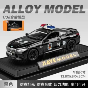 1:36 BMW M8 Police Car Diecast Model 14 S8326a4241fd3413bb539eb44c5bc5bcb0