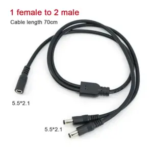 70cm Black DC Power Splitter Cable for CCTV 8 S882f338a116a4bfb972963ea5a3850055