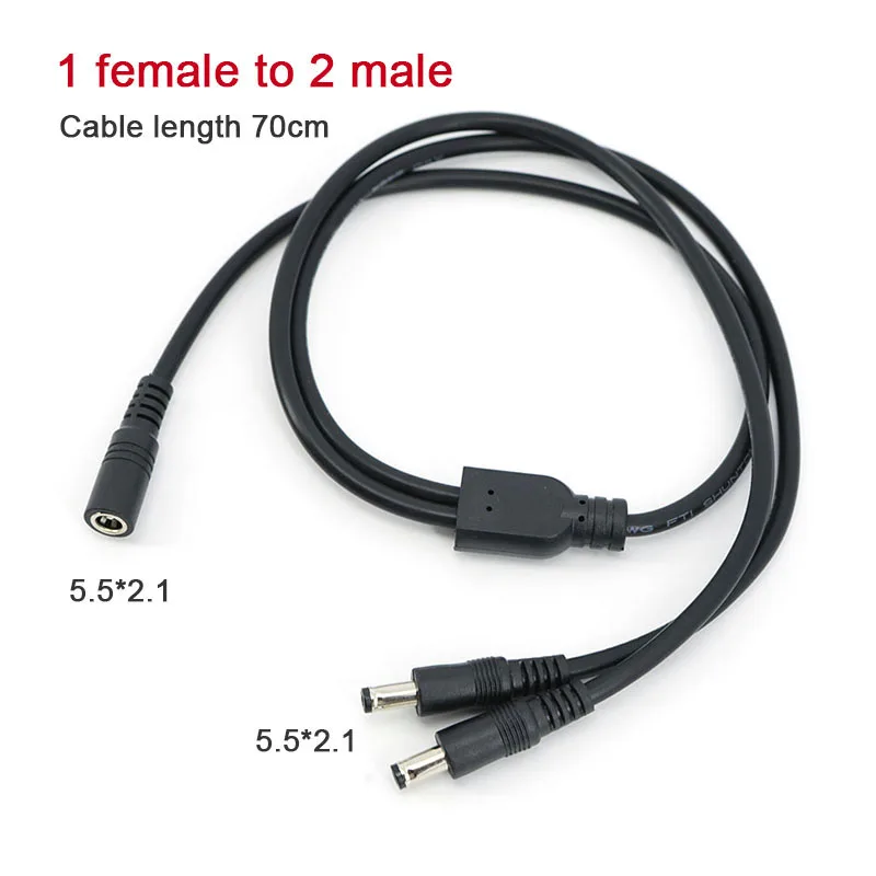 70cm Black DC Power Splitter Cable for CCTV 2 70cm Black DC Power Splitter Cable for CCTV - Image 2