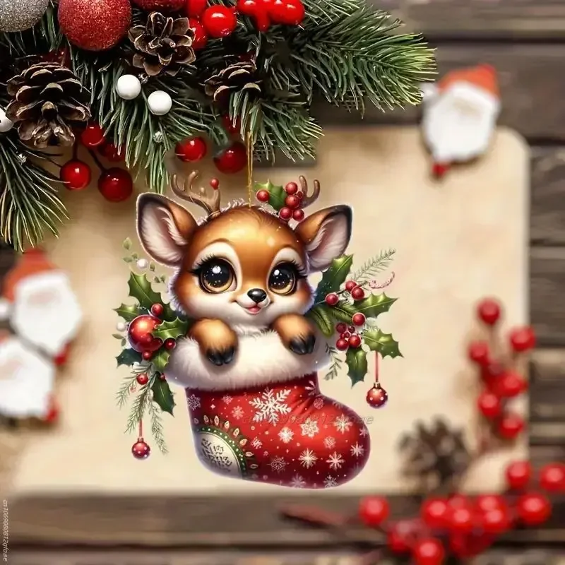 Santa Claus Christmas Ornament 8cm Acrylic 19 Santa Claus Christmas Ornament 8cm Acrylic - Image 19