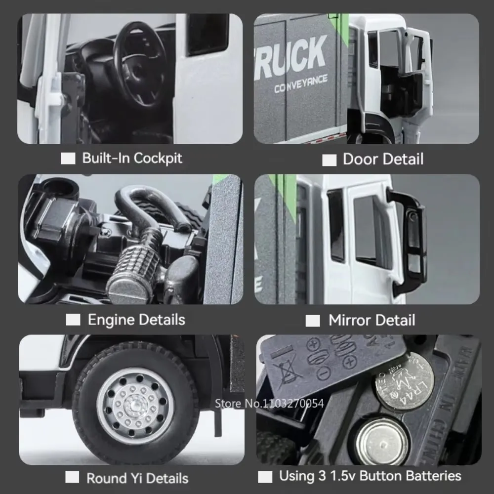 1:32 Scale Alloy Container Truck with Sound 5 1:32 Scale Alloy Container Truck with Sound - Image 5
