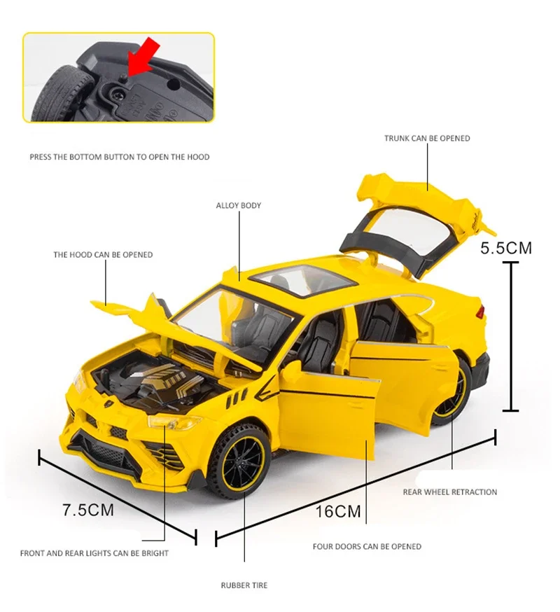 Lamborghini Urus 1:32 Diecast Metal Model 3 Lamborghini Urus 1:32 Diecast Metal Model - Image 3