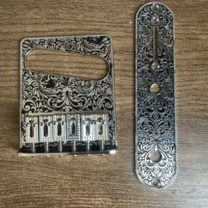 Decorative Alloy Guitar Bridge Set with Floral Design