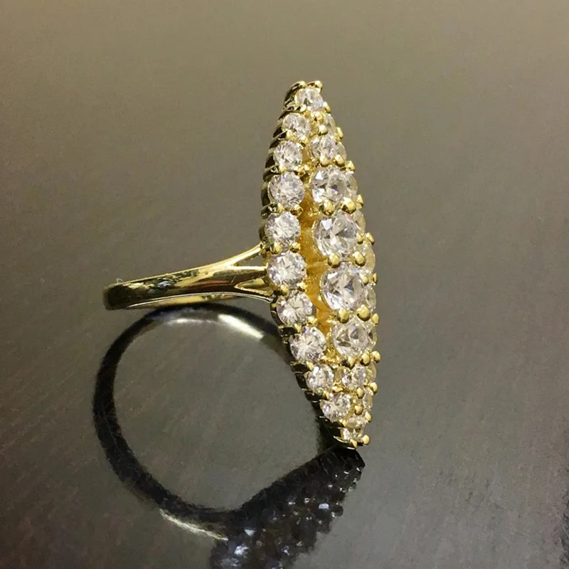 Marquise Gold Plated Ring with Cubic Zirconia 2 Marquise Gold Plated Ring with Cubic Zirconia - Image 2