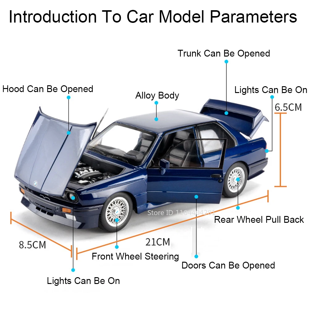 Red BMW E30 M3 Diecast Model 1:24 Scale 3 Red BMW E30 M3 Diecast Model 1:24 Scale - Image 3