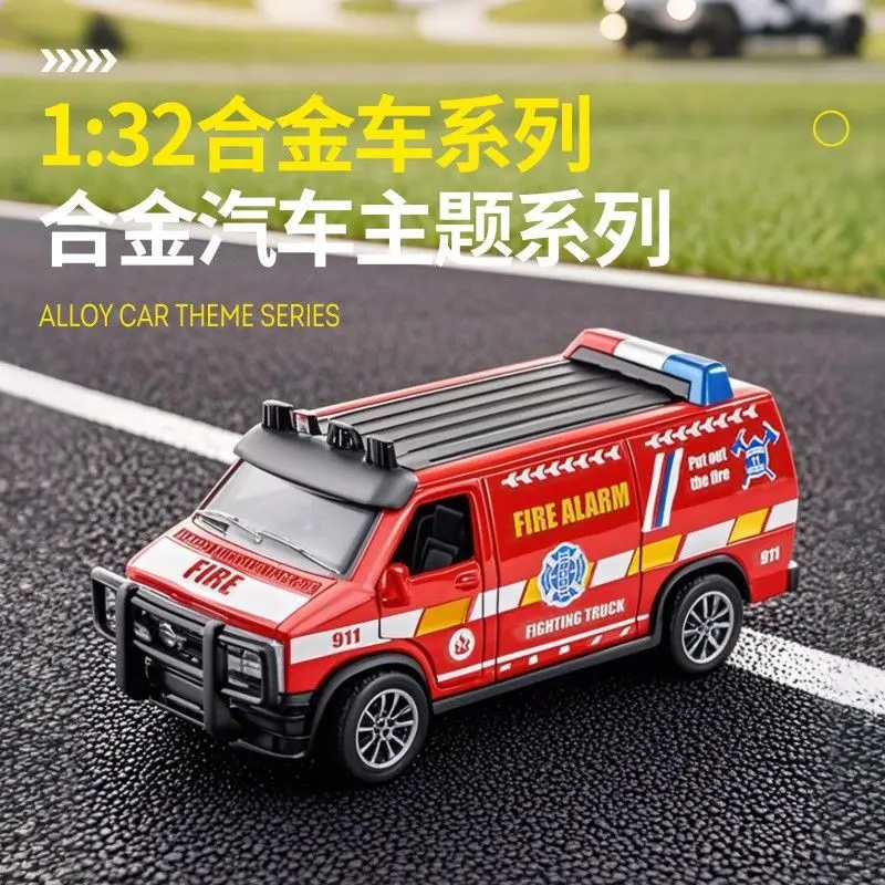 1:32 Scale Alloy Police Fire Truck Model 3 1:32 Scale Alloy Police Fire Truck Model - Image 3