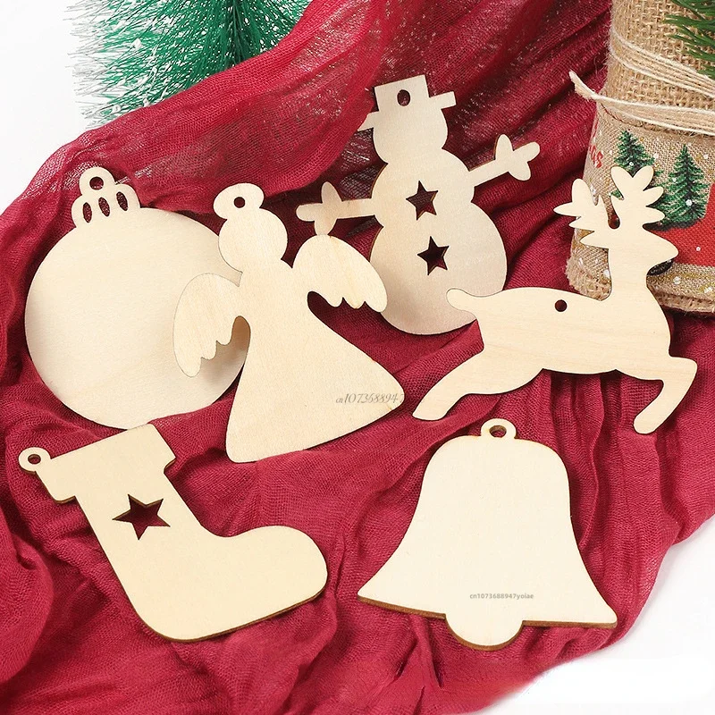 Unfinished Wooden Christmas Ornaments Set (10 Pieces) 2 Unfinished Wooden Christmas Ornaments Set (10 Pieces) - Image 2