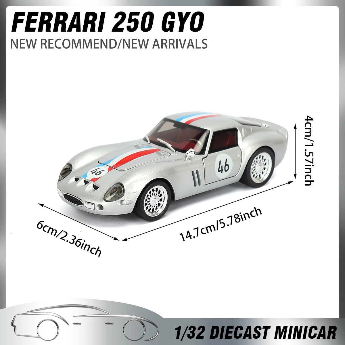 1:32 Ferrari 250 GTO Diecast Model in Vibrant Colors 6 1:32 Ferrari 250 GTO Diecast Model in Vibrant Colors - Image 6