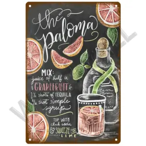Vintage Cocktail Decorative Tin Sign 20x30 cm 43 S92fec6114032454caf9a169d1dd4b2419