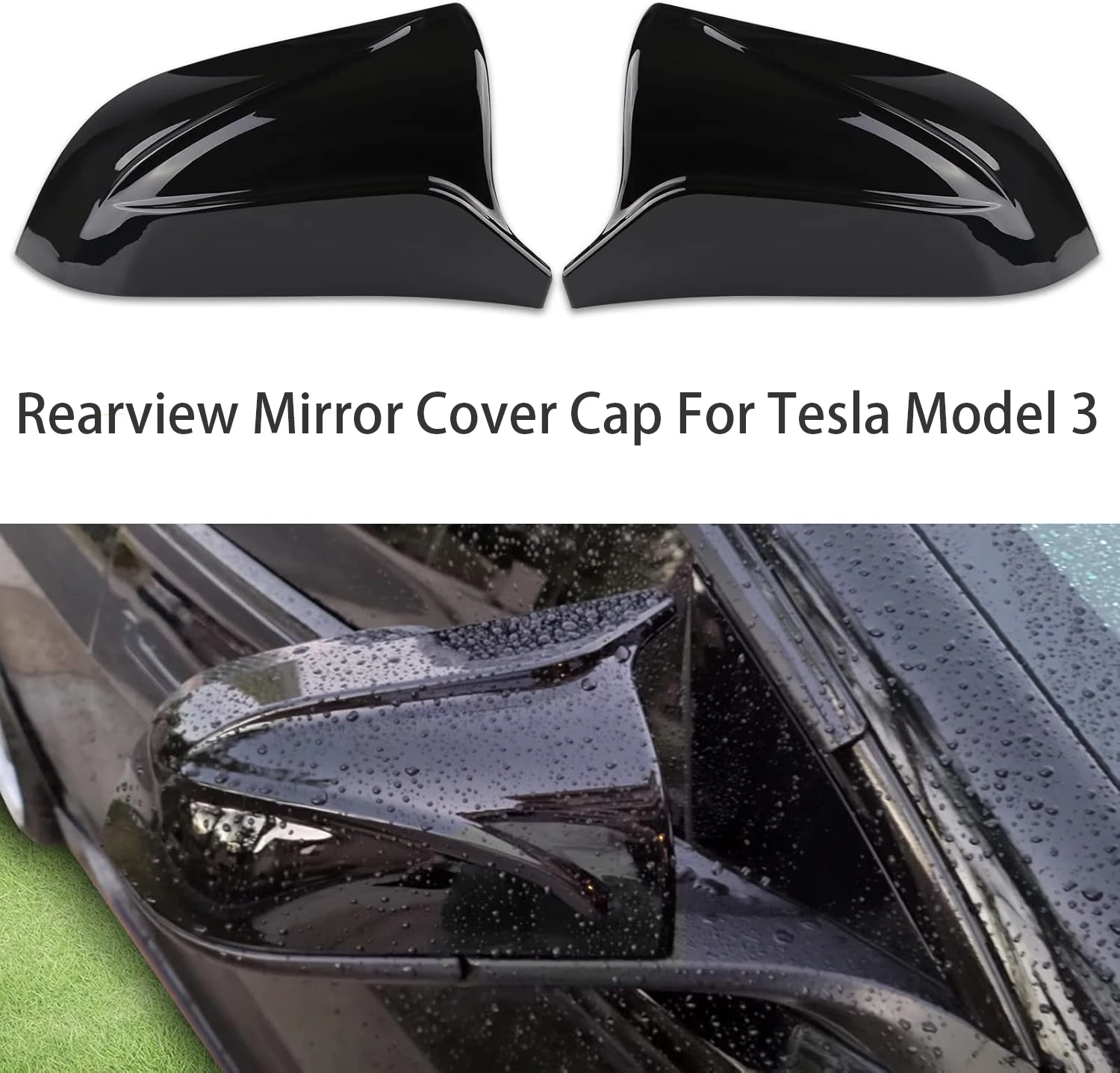 Model 3 Rearview Mirror Cover in Glossy or Carbon Fiber 1 Model 3 Rearview Mirror Cover in Glossy or Carbon Fiber