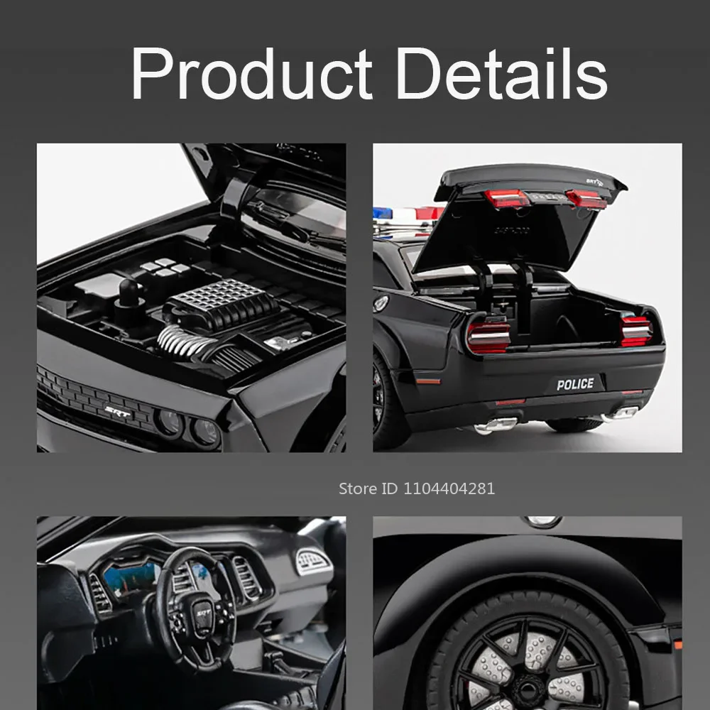 1:24 Scale Diecast Challenger SRT Hellcat & Police Car 5 1:24 Scale Diecast Challenger SRT Hellcat & Police Car - Image 5