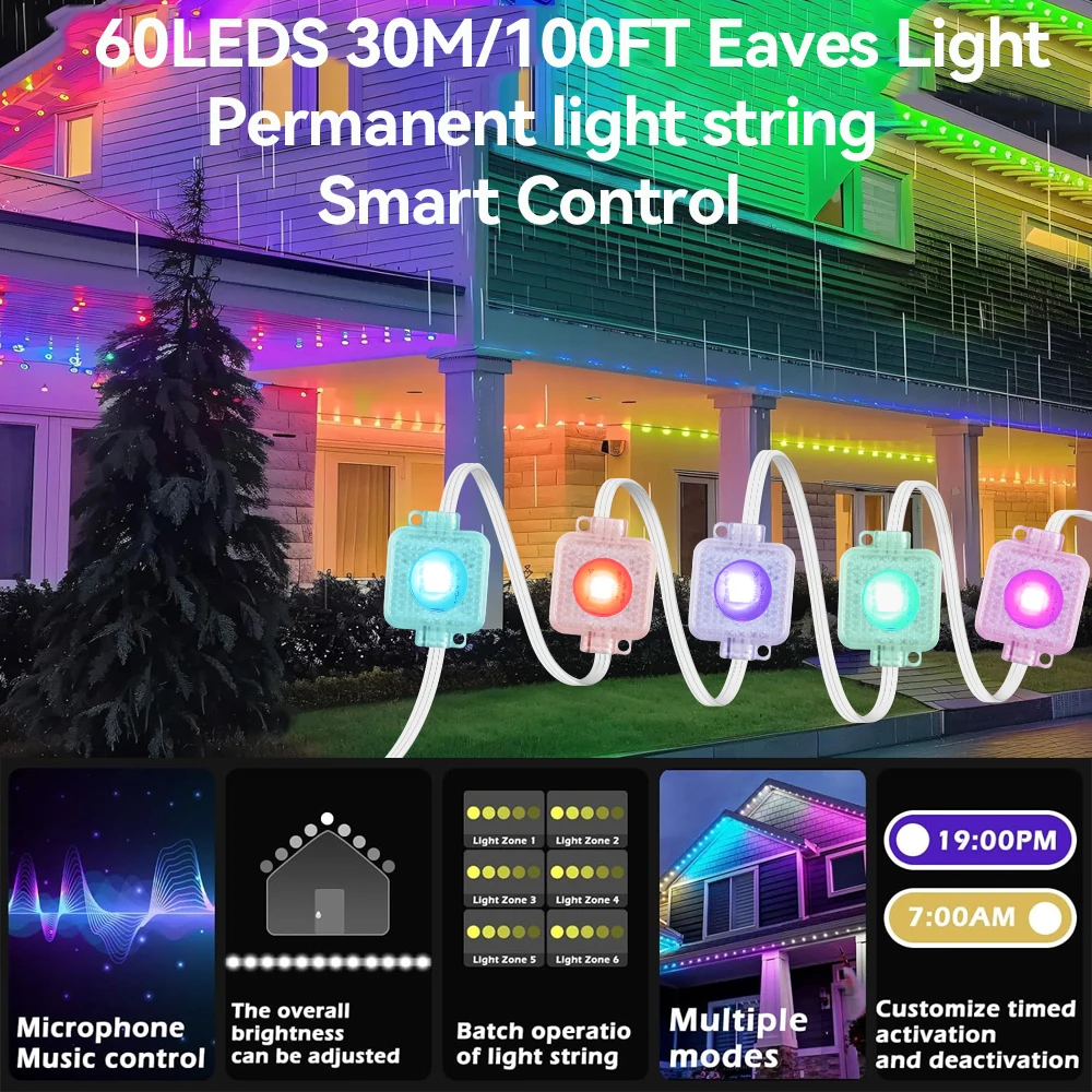 Colorful Outdoor RGB String Lights, 30M Length 2 Colorful Outdoor RGB String Lights, 30M Length - Image 2