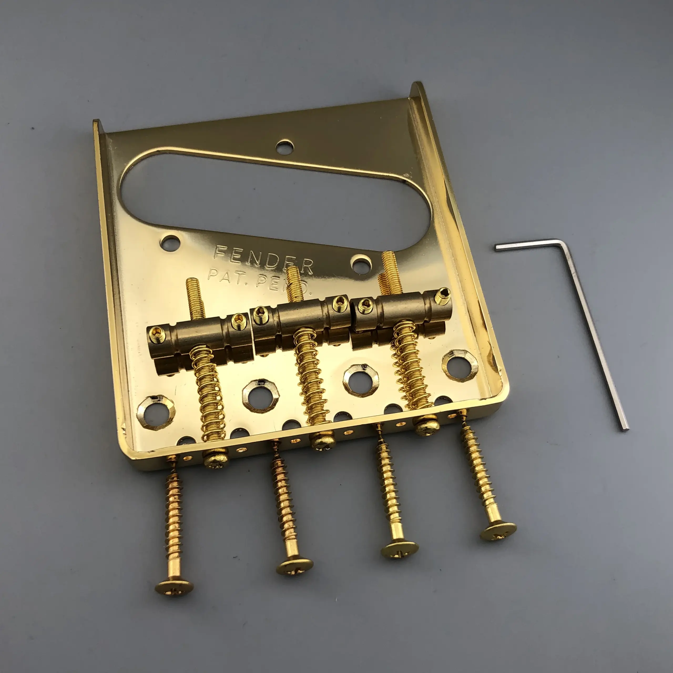 Vintage Gold/TL Guitar Bridge with Brass Saddles 2 Vintage Gold/TL Guitar Bridge with Brass Saddles - Image 2