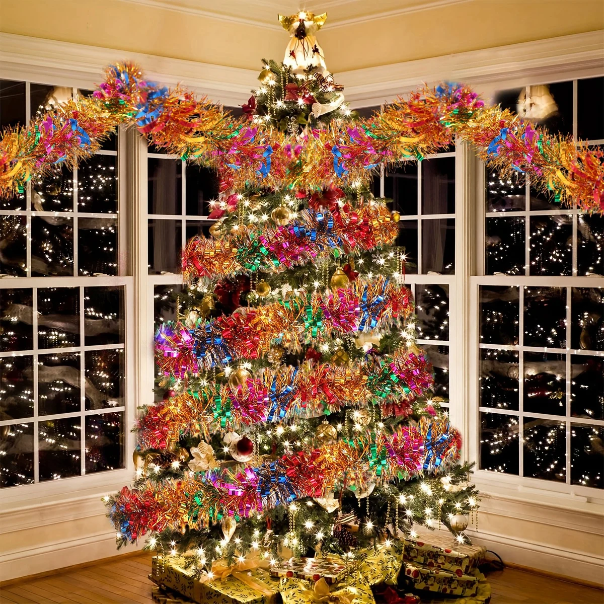 Festive Christmas Glitter Tinsel Tassel Garland 2 Festive Christmas Glitter Tinsel Tassel Garland - Image 2