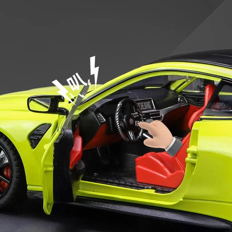 1:24 BMW M4 Diecast Model in Neon Yellow 2 1:24 BMW M4 Diecast Model in Neon Yellow - Image 2
