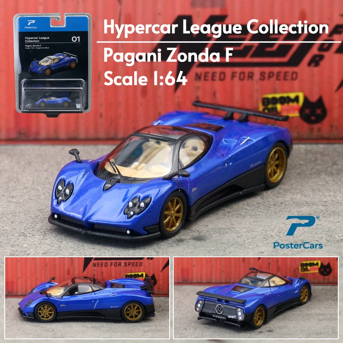 Blue Pagani Zonda F Roadster Model 1:64 Scale 8 Blue Pagani Zonda F Roadster Model 1:64 Scale - Image 8
