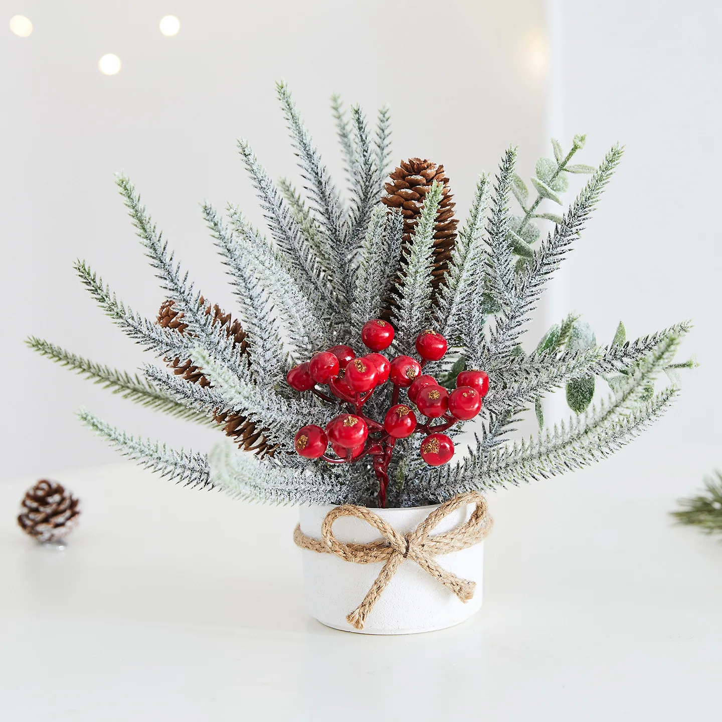 25cm Festive Mini Christmas Tree for Table Decor 2 25cm Festive Mini Christmas Tree for Table Decor - Image 2