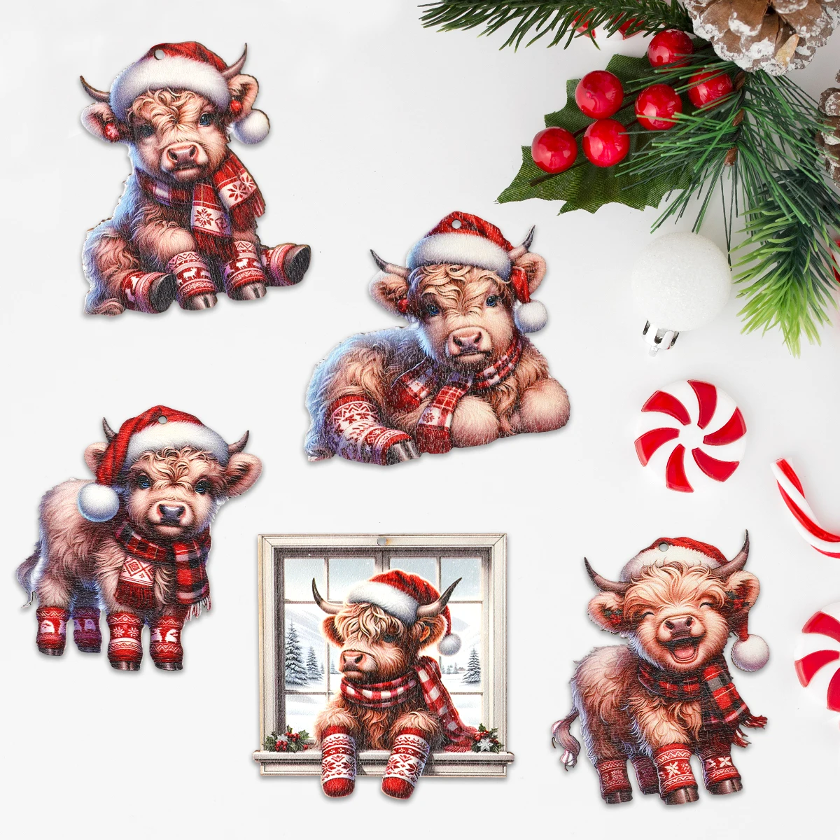 Festive Wooden Cow Pendant for Christmas 4 Festive Wooden Cow Pendant for Christmas - Image 4