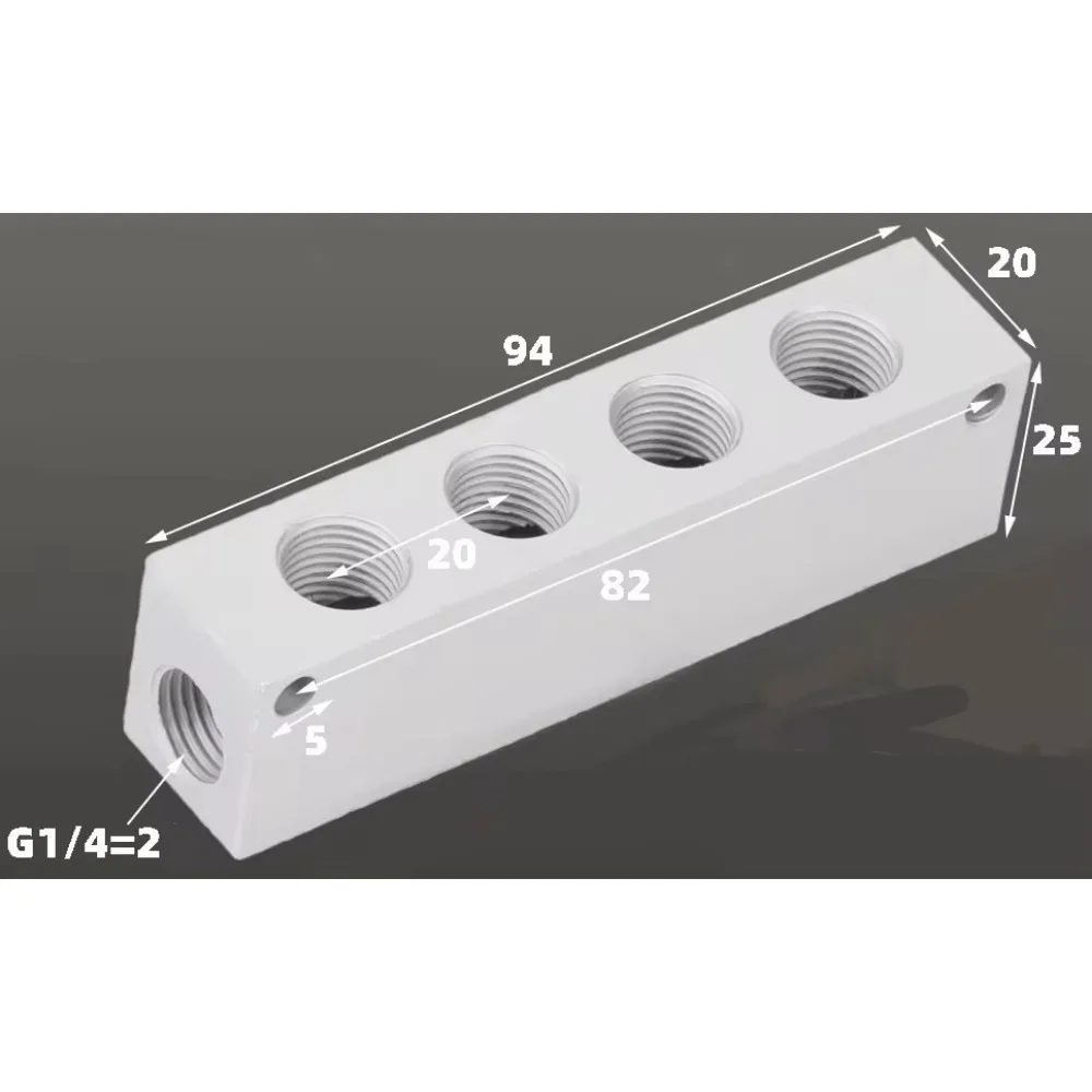 Aluminum Pneumatic Manifold Block 1/8-1/2 BSP 8 Aluminum Pneumatic Manifold Block 1/8-1/2 BSP - Image 8