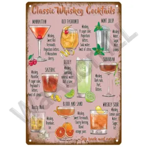 Vintage Cocktail Decorative Tin Sign 20x30 cm 48 Sa1552f6ec18b4264953710b5814fafabx