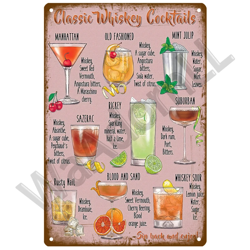 Vintage Cocktail Decorative Tin Sign 20x30 cm 23 Vintage Cocktail Decorative Tin Sign 20x30 cm - Image 23