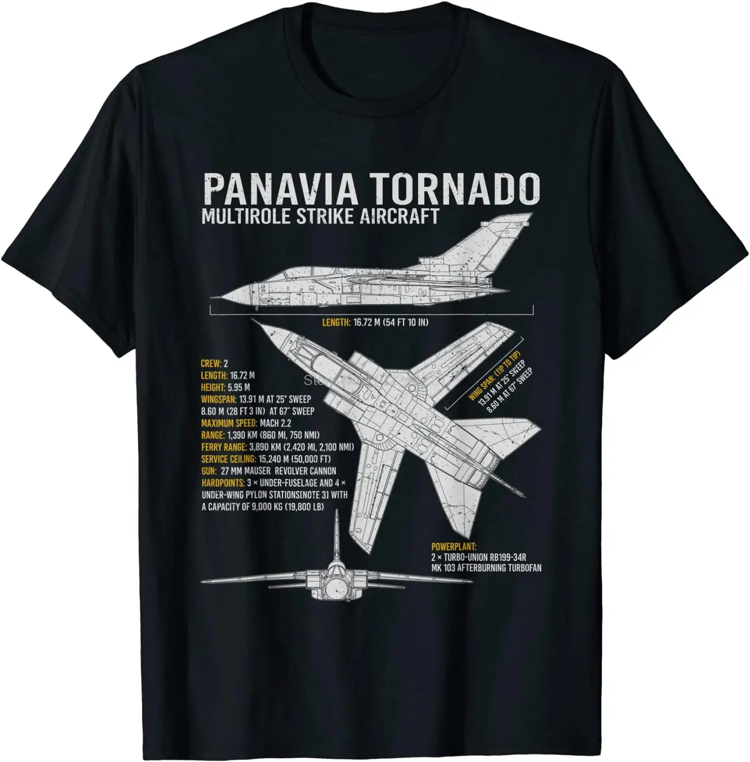 Men's Tornado Aircraft Blueprint T-Shirt 5 Men's Tornado Aircraft Blueprint T-Shirt - Image 5