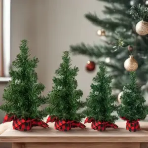 Mini Christmas Tree with Plaid Base in 15, 20, 30cm 10 Sa2fde5c4bc704c61beb868ba11c0f327u