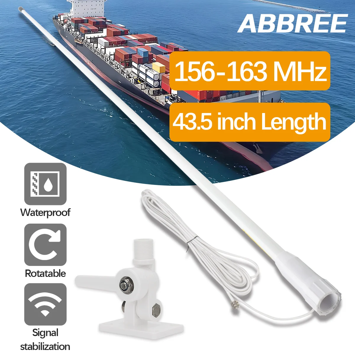 ABBREE 43 Inch Marine VHF Antenna 3.5 dB 7 ABBREE 43 Inch Marine VHF Antenna 3.5 dB - Image 7
