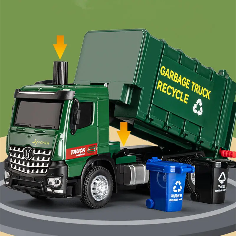 Green 1:30 Scale City Garbage Truck Model 7 Green 1:30 Scale City Garbage Truck Model - Image 7