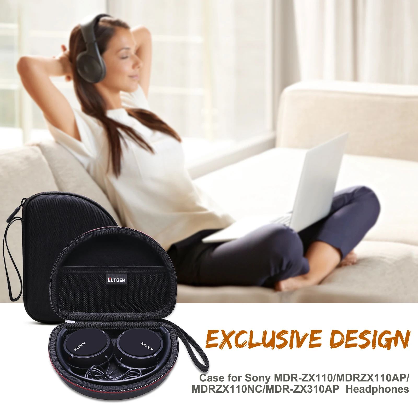 White EVA Case for Sony MDRZX110NC Headphones 3 White EVA Case for Sony MDRZX110NC Headphones - Image 3