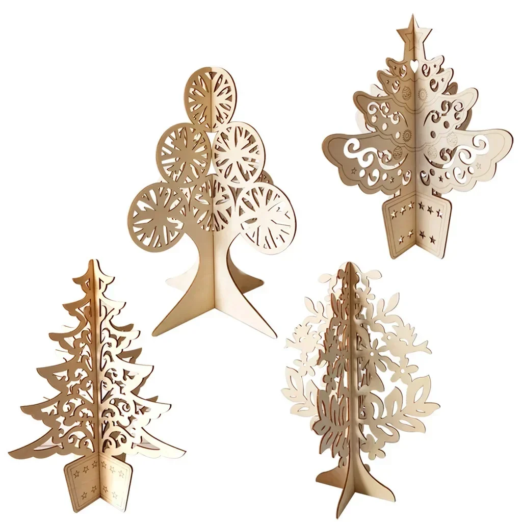 Unfinished Wooden Christmas Tree Ornament 30cm 6 Unfinished Wooden Christmas Tree Ornament 30cm - Image 6