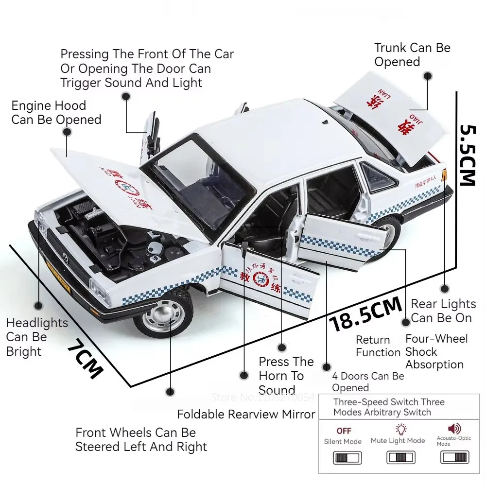 Volkswagen Santana Diecast Model 1:24 Scale Black 3 Volkswagen Santana Diecast Model 1:24 Scale Black - Image 3